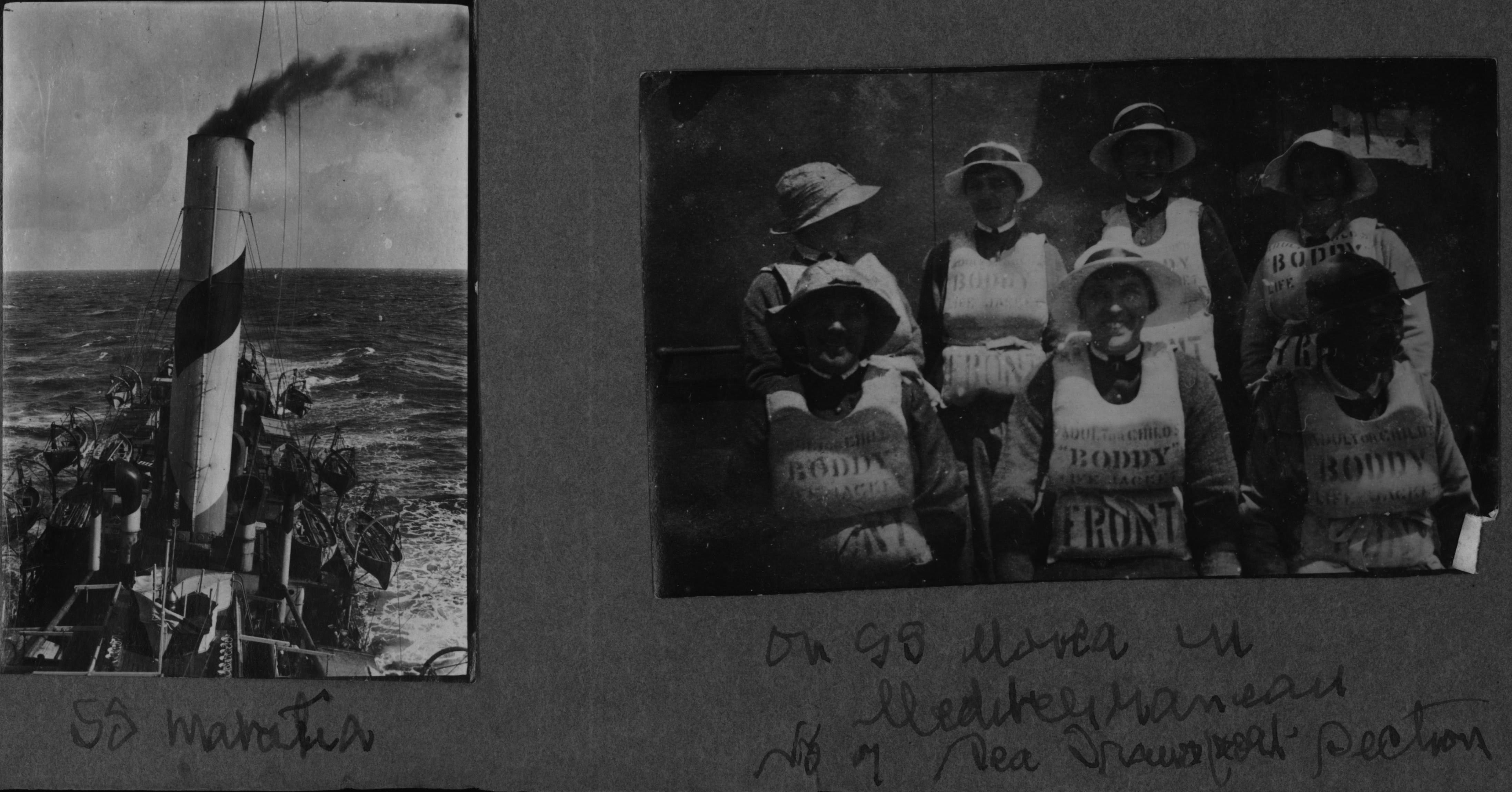 NURSES WITH RARE LIFE JACKETS  VERY UNUSUAL ACTUALLY PHOTO IS ON BOARDS SS MOREA AFTER THE WAR 
