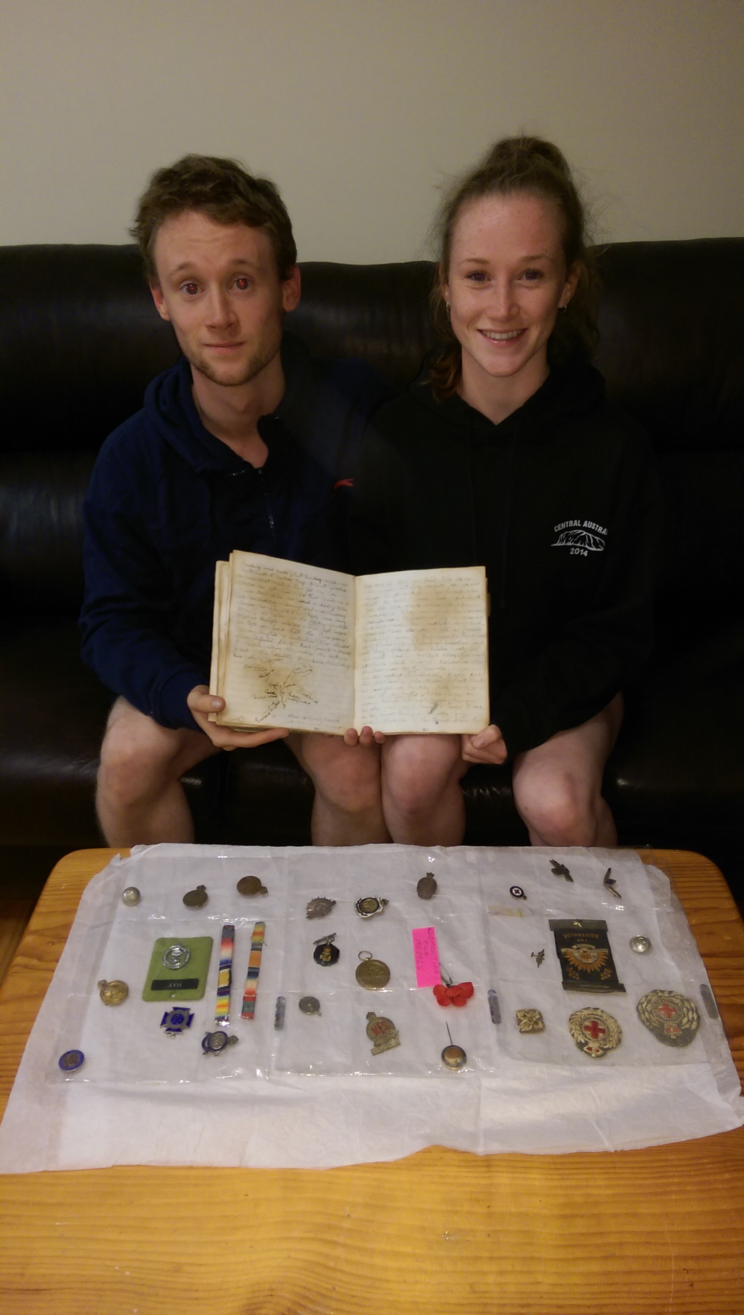 Alex & Emily Marshall with Clementina ANZAC day diary 1915 